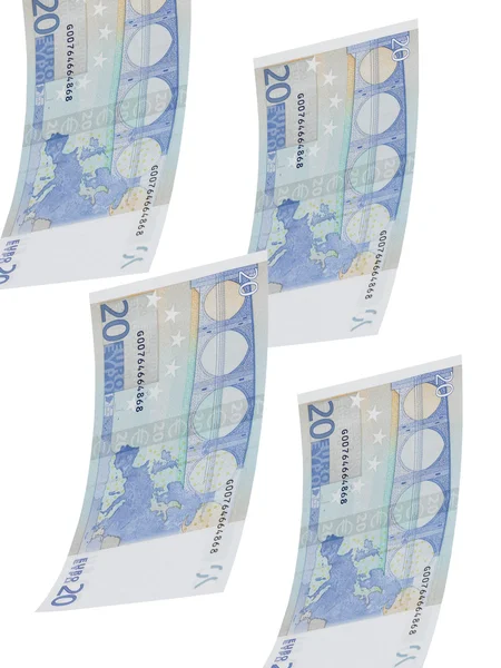 Billetes de veinte euros collage aislado en blanco — Foto de Stock