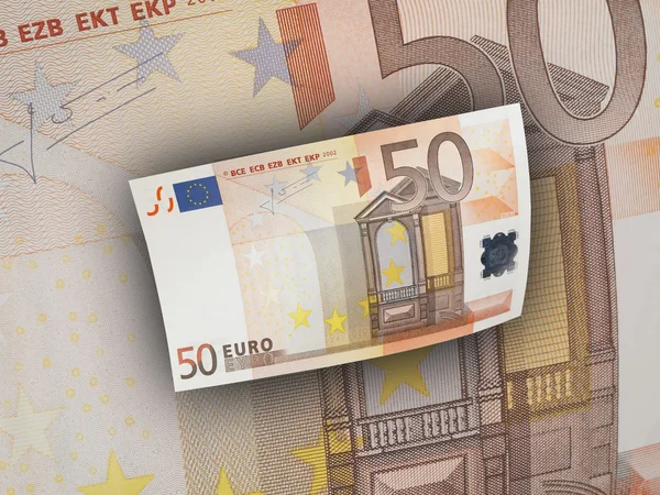 Fifty euro bill collage with warm tone — Stock Photo, Image