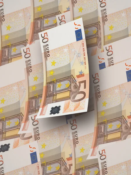 Fifty euro bill collage with warm tone — Stock Photo, Image