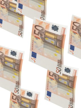 50 euro fatura kolaj üzerinde izole beyaz