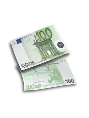 100 euro fatura kolaj üzerinde beyaz izole