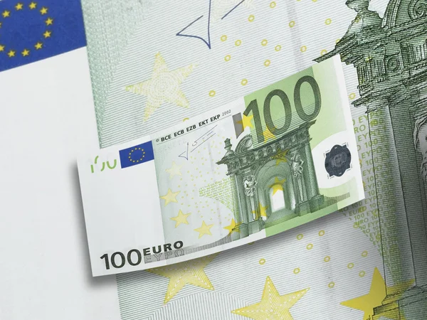 Collage billete de cien euros con tono verde — Foto de Stock