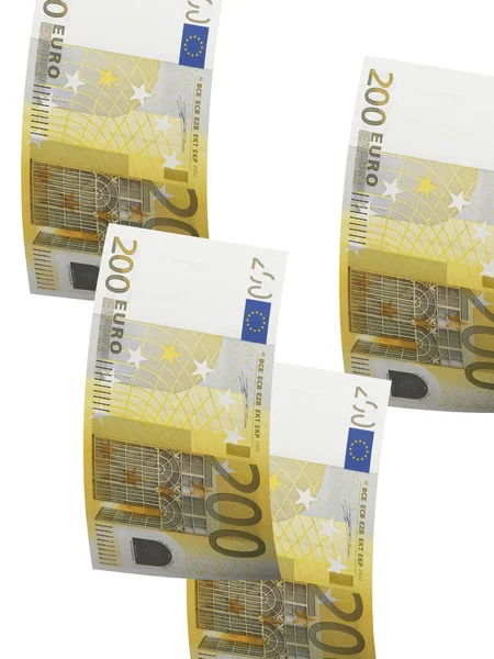 Two hundred euro bill collage isolated on white — Stock Photo, Image