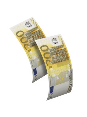 200 euro fatura kolaj üzerinde beyaz izole