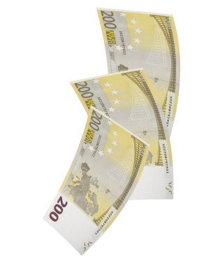 200 euro fatura kolaj üzerinde beyaz izole