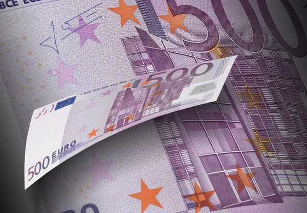 Five hundred euro bill collage in purple tone — Stock Photo, Image