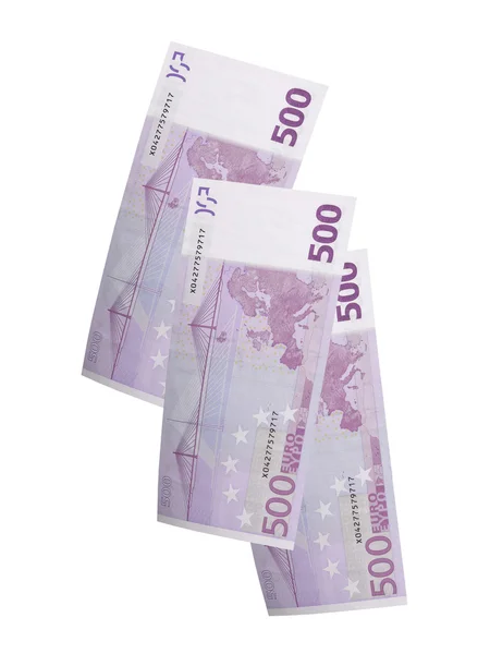 Ötszáz euro bill kollázs elszigetelt fehér — Stock Fotó