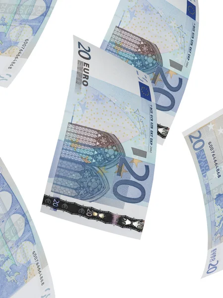 二十欧元钞票拼贴。垂直格式 — 图库照片