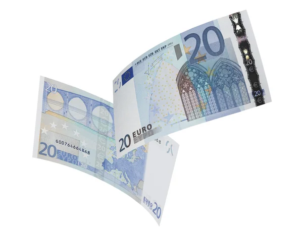 Húsz euró számlák kollázs elszigetelt fehér — Stock Fotó