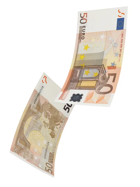 Fifty euro bill collage isolated on white — Stock Photo, Image