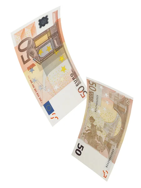 Collage de billets de 50 euros isolé sur blanc — Photo