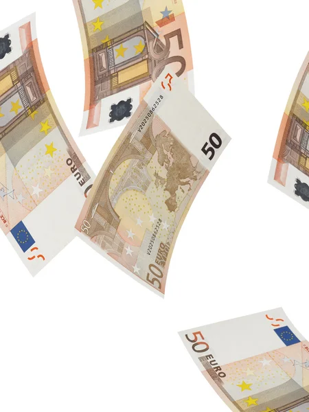 Fünfzig-Euro-Schein-Collage isoliert auf Weiß — Stockfoto
