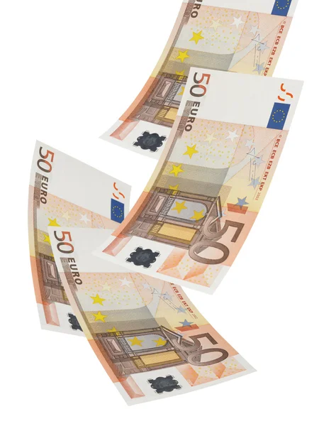 Fifty euro bill collage isolated on white — Stock Photo, Image