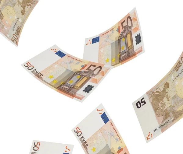 Fünfzig-Euro-Schein-Collage isoliert auf Weiß — Stockfoto