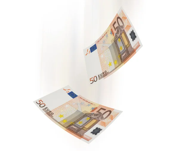 Fünfzig-Euro-Schein-Collage isoliert auf Weiß — Stockfoto