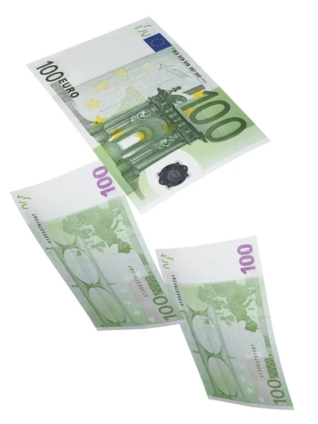 Collage billete de cien euros aislado en blanco — Foto de Stock