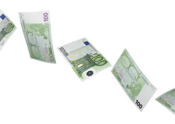 One hundred euro bill collage isolated on white — Stock Photo, Image