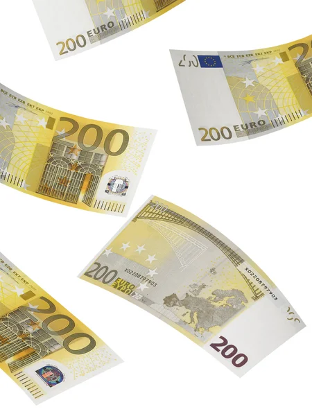 Two hundred euro bill collage isolated on white — Stock Photo, Image