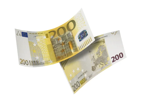 Two hundred euro bill collage isolated on white — Stock Photo, Image