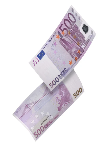 Five hundred euro bill collage isolated on white — Stock Photo, Image