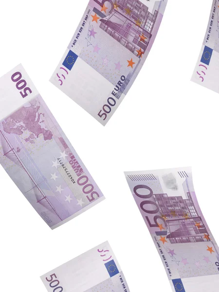 Five hundred euro bill collage isolated on white — Stock Photo, Image