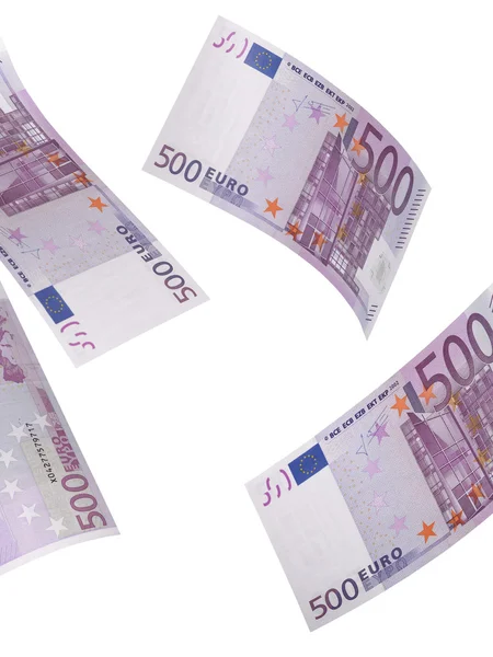 Vijfhonderd euro bill collage geïsoleerd op wit — Stockfoto