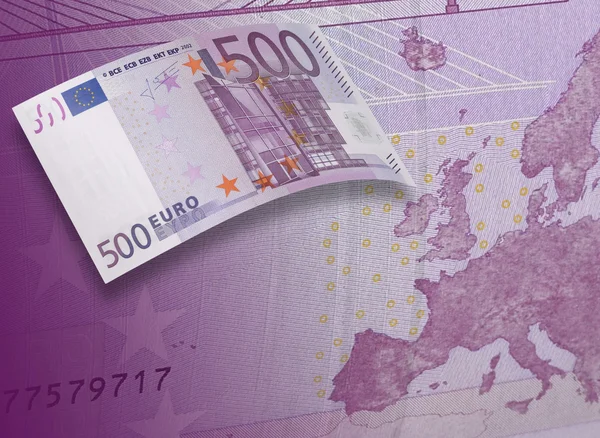 Five hundred euro bill collage in purple tone — Stock Photo, Image