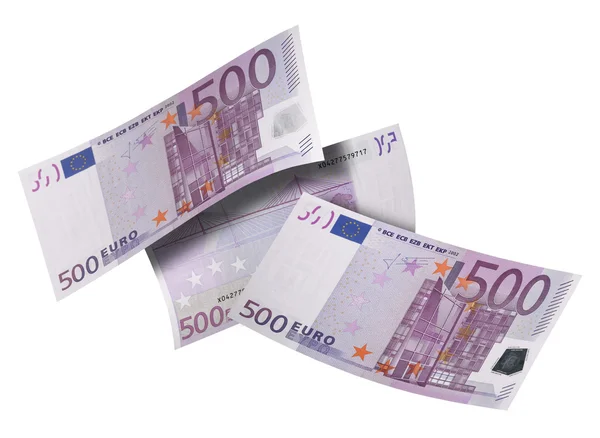Vijfhonderd euro bill collage geïsoleerd op wit — Stockfoto