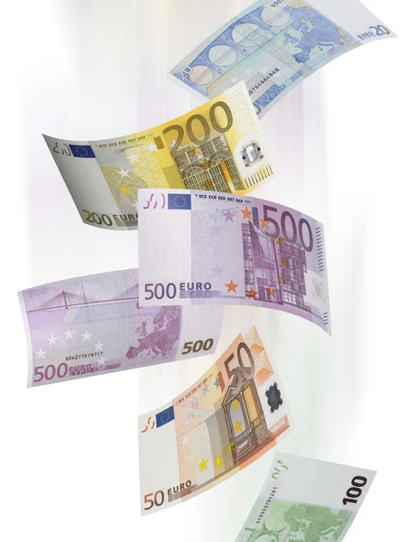 Euro bill collage geïsoleerd op wit — Stockfoto