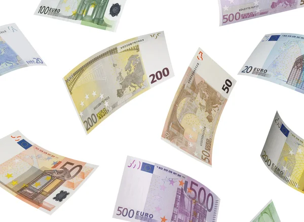 Euro bill collage isolated on white — Stock Photo, Image