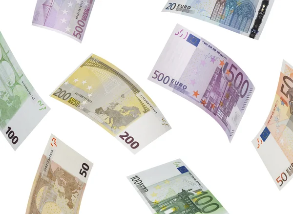 Euro bill collage isolated on white — Stock Photo, Image