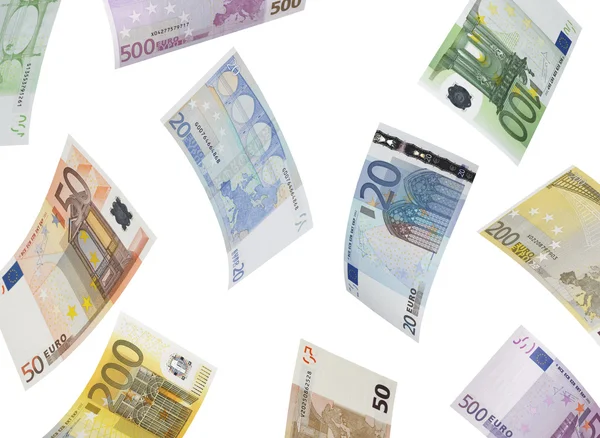 Euro bill collage isolated on white — Stock Photo, Image