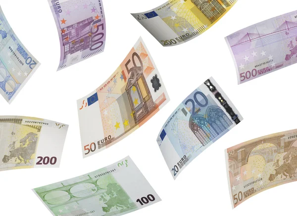 Collage di banconote in euro isolato su bianco — Foto Stock
