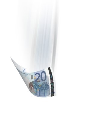 20 euro fatura kolaj üzerinde beyaz izole