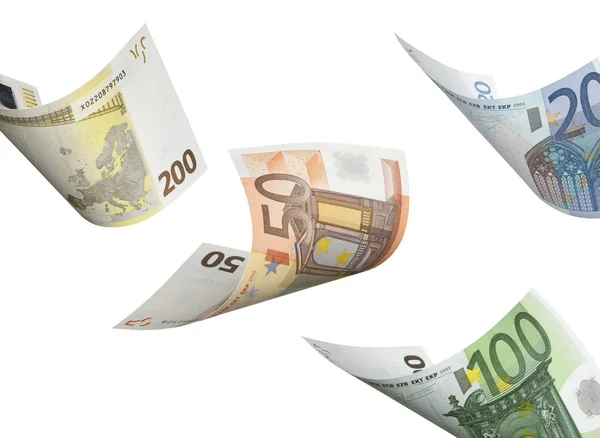 Euro rachunek kolaż na białym tle — Zdjęcie stockowe