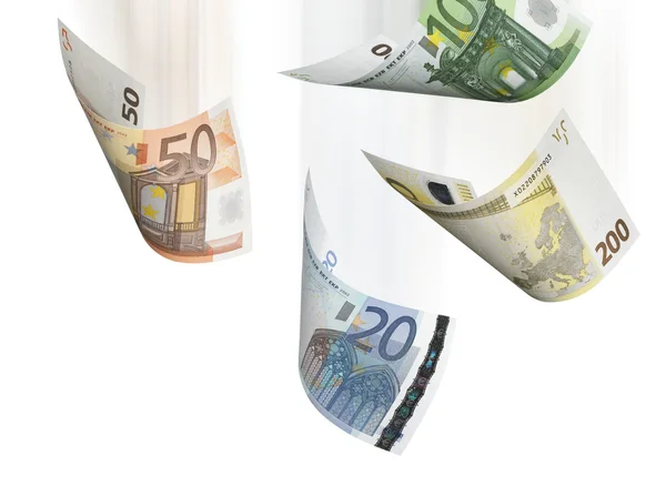 Euro bill collage isolated on white — Stock Photo, Image