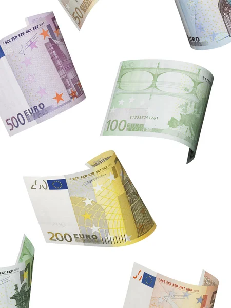 Euro bill collage isolated on white — Stock Photo, Image