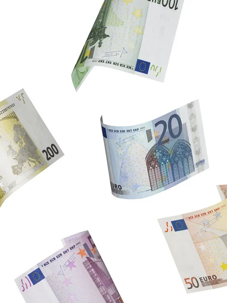 Euro bill collage isolated on white — Stock Photo, Image