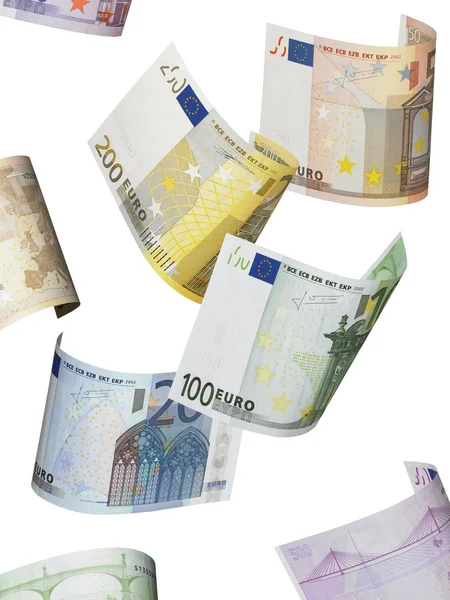 Euro bill collage isolated on white — Stock Photo, Image