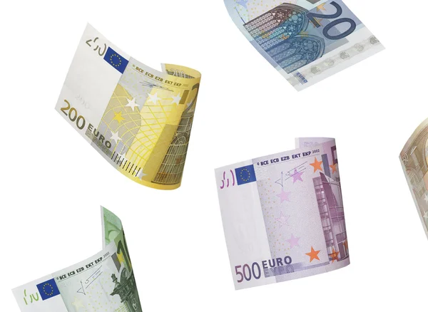 Euro-Banknotencollage isoliert auf weiß — Stockfoto