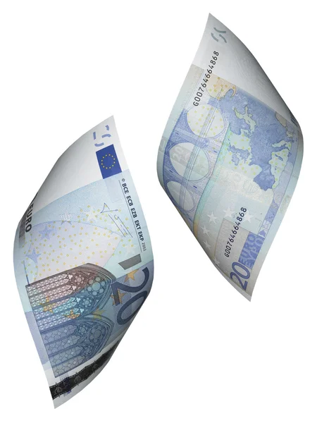 Tyve euro bill collage isoleret på hvid - Stock-foto
