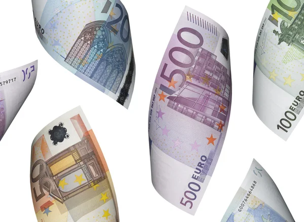 Euro bill collage isolated on white — Stock Photo, Image