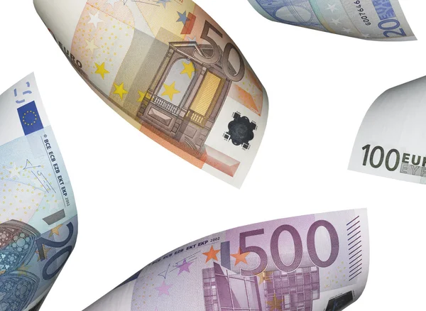 Euro-Banknotencollage isoliert auf weiß — Stockfoto