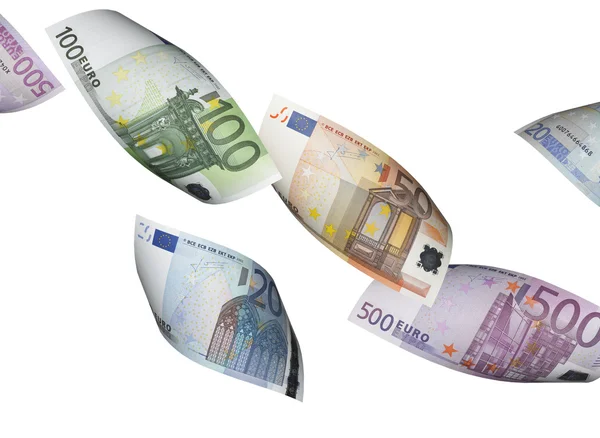 Euro bill collage isolated on white — Stock Photo, Image