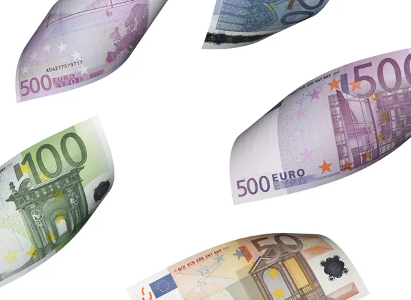 Collage billete euro aislado en blanco —  Fotos de Stock