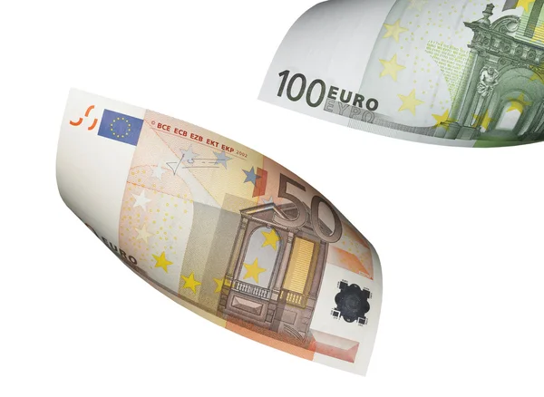 Euro bill collage isolated on white — Stock Photo, Image