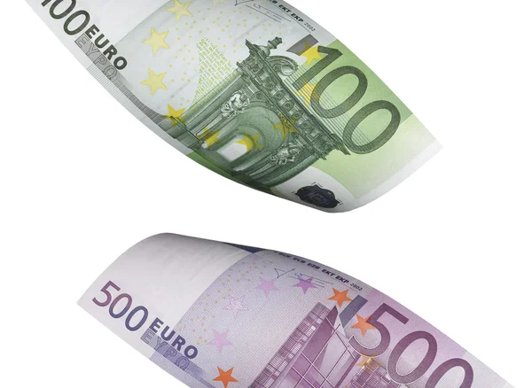 Euro bill collage isolated on white — Stock Photo, Image