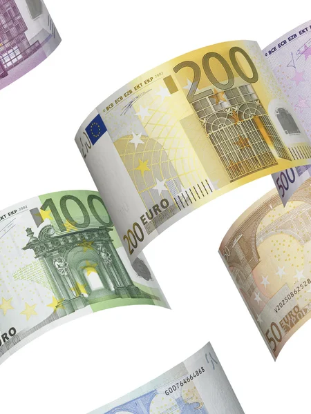 Euro-Banknotencollage isoliert auf weiß — Stockfoto