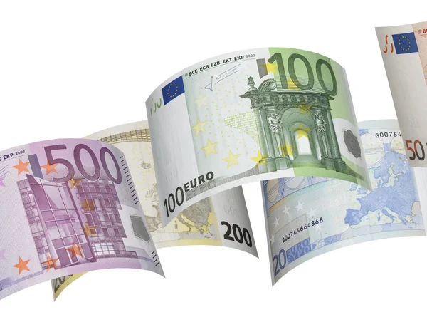 Euro-Banknotencollage isoliert auf weiß — Stockfoto