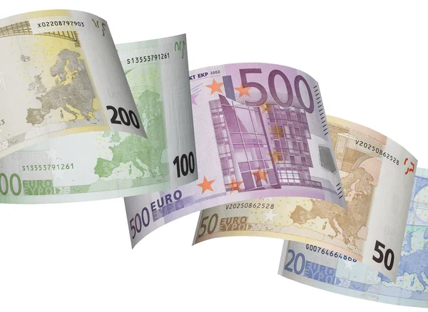 Euro bill collage geïsoleerd op wit — Stockfoto